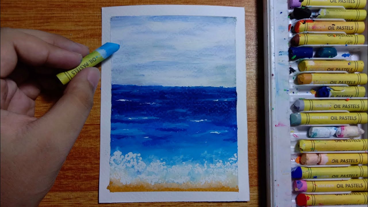 Seaside. Oil pastels on watercolor paper and my first oil pastel