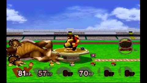 Super Smash Bros Melee Debug Menu Fun - 2 DK 2 Bowser and 2 Giga Bowser on HRC