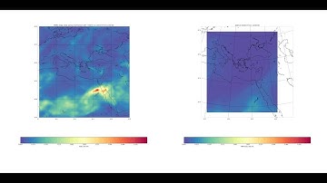 Comparing wrf-chem (Gocart scheme) AOD (right) with MERRA2 AOD (left)