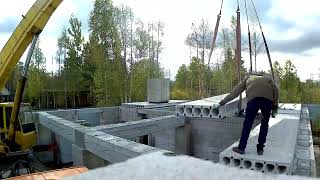 Строительство Дома-мечты Инженера: укладка плит перекрытий ПБ