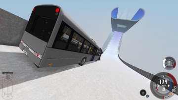 Beamng Drive Bus Jump and Crash   Bus Solaris Urbino Rocket Engine, High Speed Jump on SKI Jump Aren