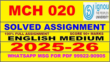 MCH 020 solved assignment 2025-26 in English || mch 020 solved assignment 2026 || mch20 2025-26