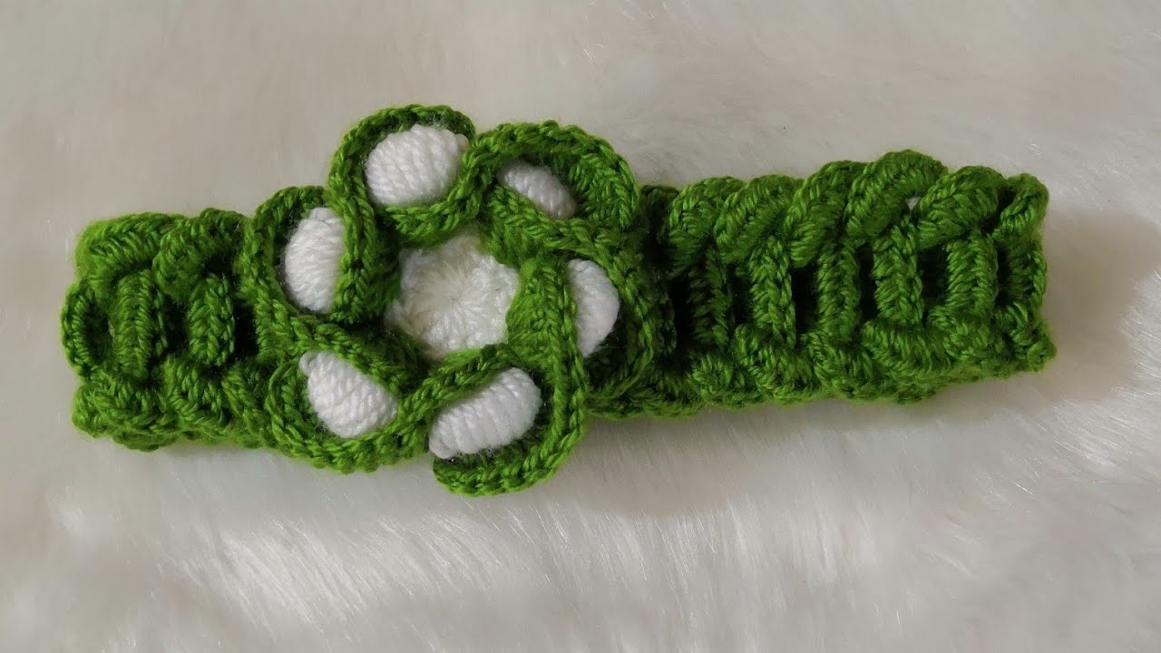 بندانه كروشيه بغرزة 3D على شكل حلقات crochet 3D headband