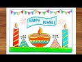 How to Draw Happy Diwali Drawing Easy/ Easy Diya Drawing for Kid's/ Happy Diwali Special Drawing 