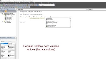 VBA - Preencher ListBox com valores únicos (linha e coluna)