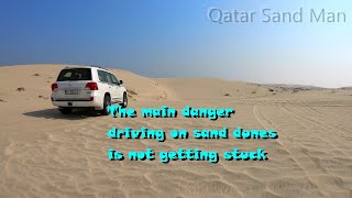 Hazards of driving on sand dunes. Qatar, Sealine, Inland Sea