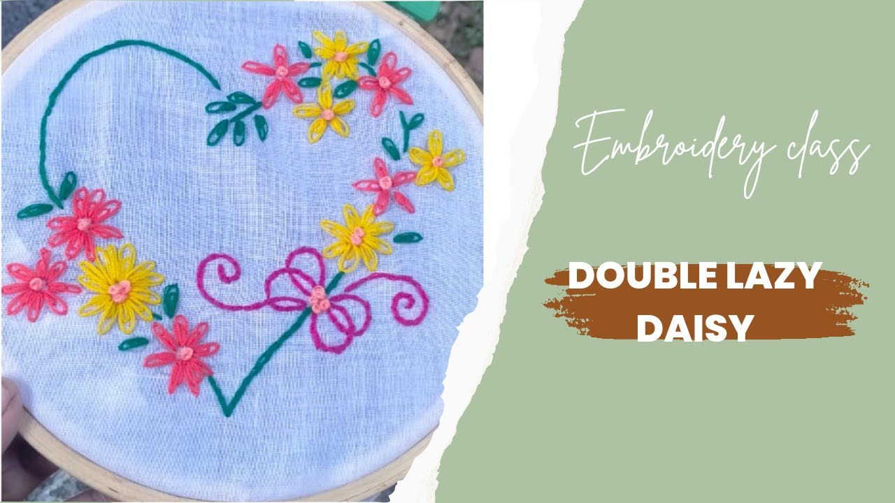 Double lazy daisy stitch design/ hand embroidery / for beginners - YouTube