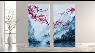 Cherry Blossom STEP by STEP/Acrylic Painting/ For Beginners/MariArtHome