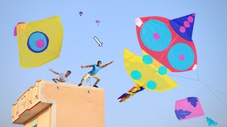 Tukkle Kite Flying With Plasticbag Kite Cutting