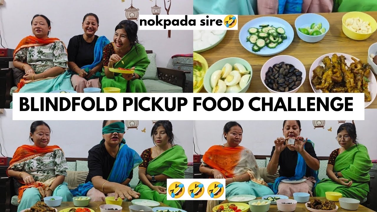 Blindfolded pickup Food challenge 🤣