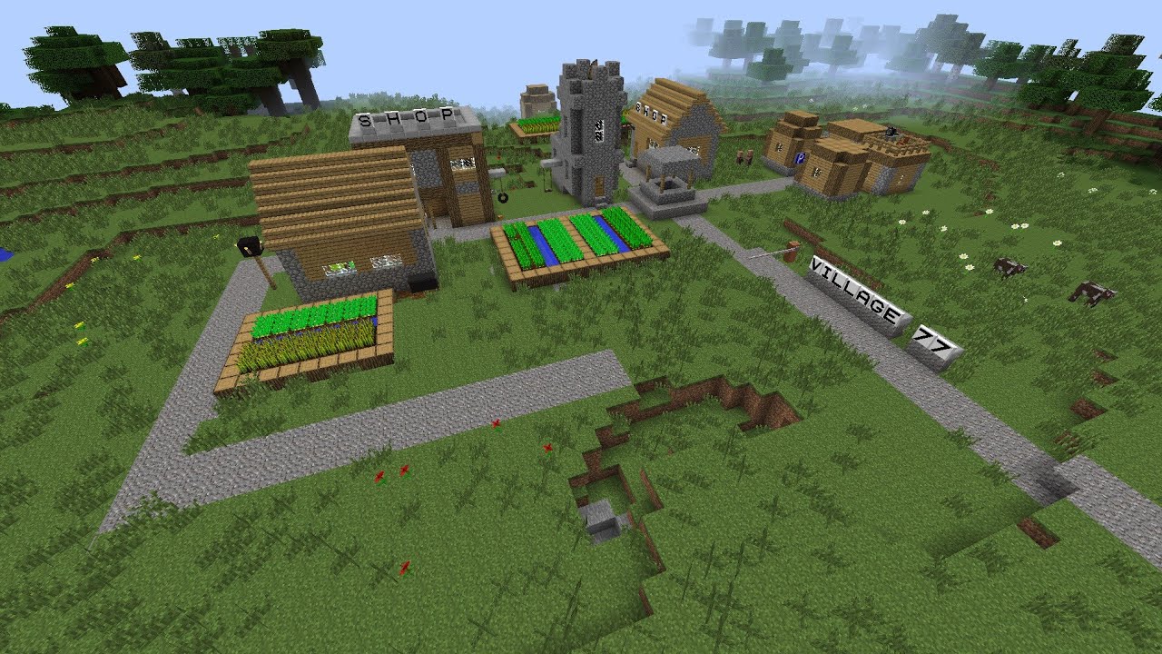 Обзор на мою новую деревню номер 77 в Minecraft!!!
