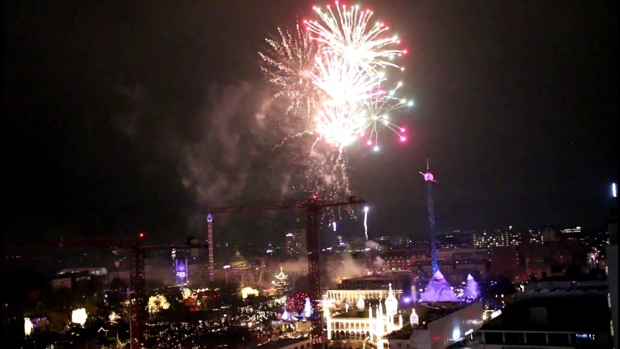 Fireworks in Tivoli, Copenhagen, New Year's Eve to 2017