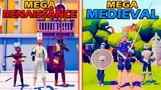 MEGA MEDIEVAL TEAM vs MEGA RENAISSANCE TEAM - Totally Accurate Battle Simulator | TABS