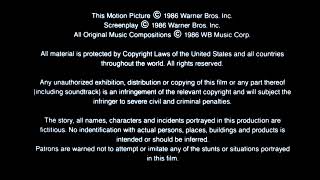 Distributed By Warner Bros./MPAA Rating Card (R, 1986) (550th VIDEO)