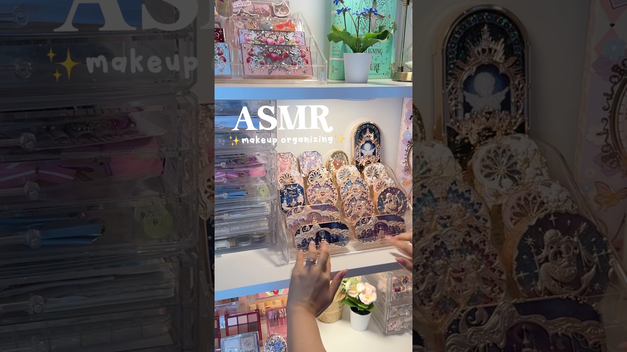 makeup organizing.. ASMR 😗💖 it&rsquo;s really satisfying ✨ #asmrvideo #organizing #makeup