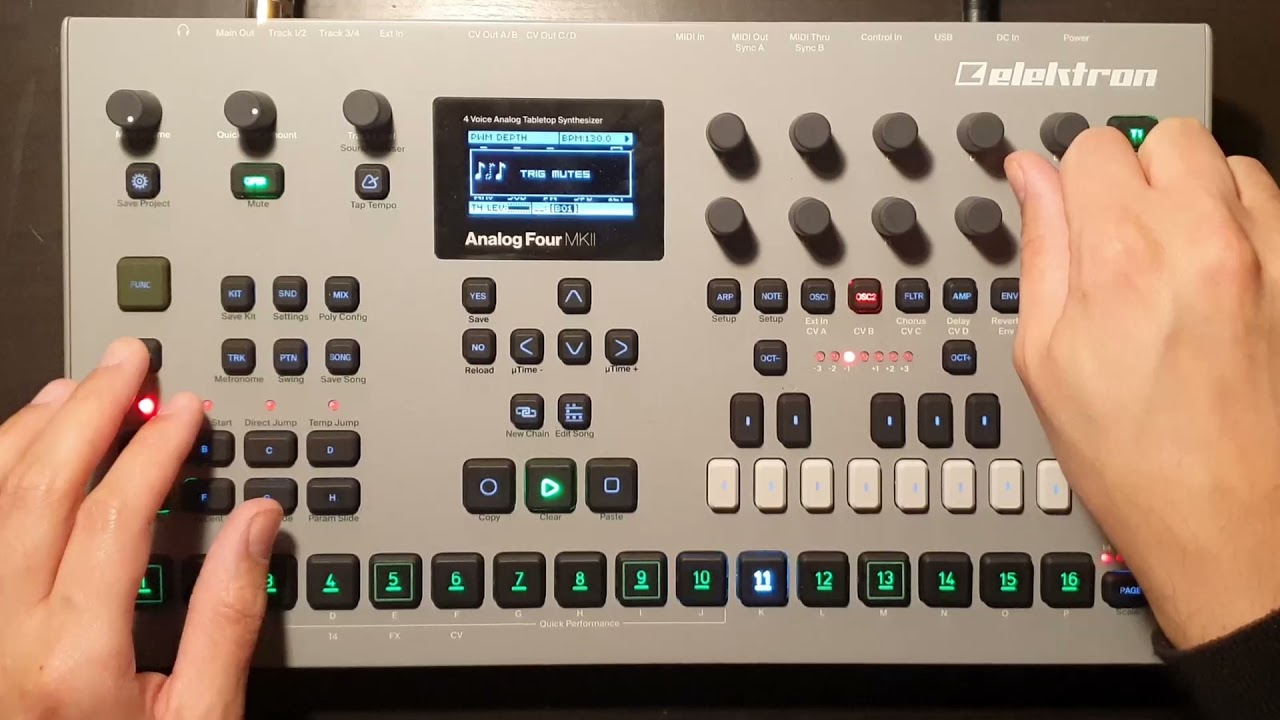 fumbling around in a 16 step techno pattern