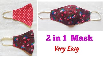 2 in 1 Mask Very Easy Tutorial | Very Easy New Style Pattern Mask sewing Tutorial