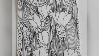 Easy Way to do Zentangle - Flower pattern