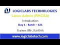 Linux Admin (RHCSA) (Day 1) (Batch - 421)