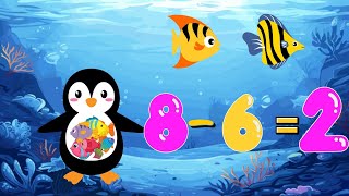 THE PENGUIN SUBTRACTION SONG 🎶 | FUN COUNTING SONG FOR KIDS | LEARN NUMBERS WITH FISH 🐟