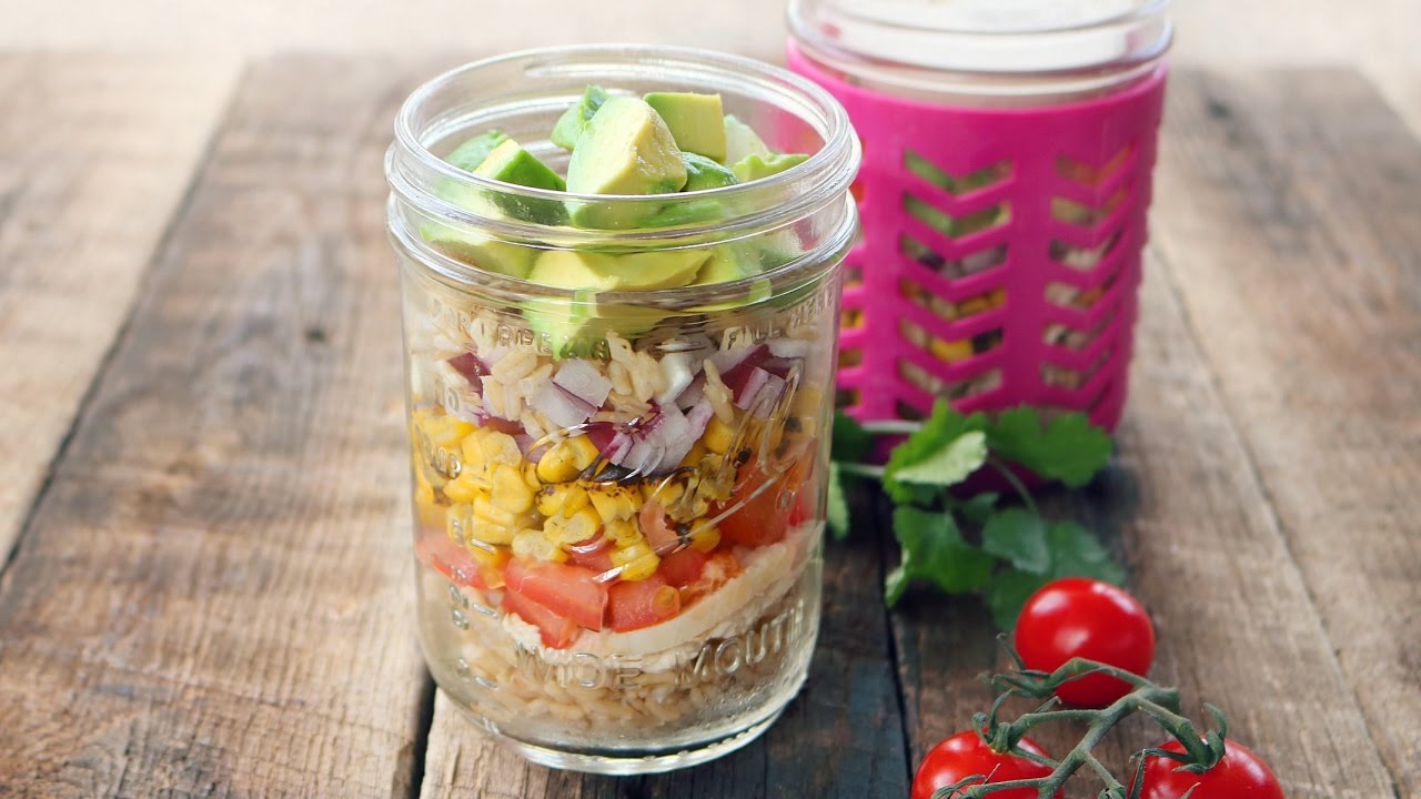 How to Make a Burrito Bowl in a Mason Jar Mason Jar Lunch Ideas YouTube