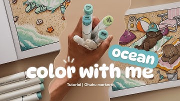 Color With Me | Tutorial: Ocean Foam & Water Texture with Ohuhu Markers