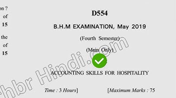 2019 Dcrust BHM 4th Sem Accounting Skill for Hospitality Question Paper