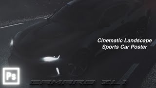Camaro ZL1 Cinematic Landscape Poster in Photoshop | Speed Art Timelapse | Digital Art Design screenshot 2