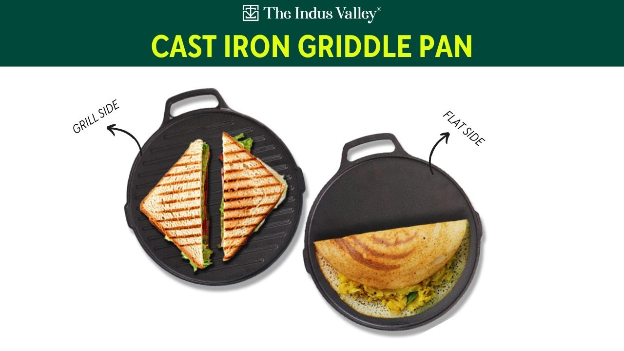 Cast Iron Griddle Pan, 2 in 1 Grill Pan, Pre-seasoned, Toxin-Free &  Healthy