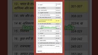 Indian Constitution Index in Hindi 🔥 | संविधान ट्रिक Notes #shorts