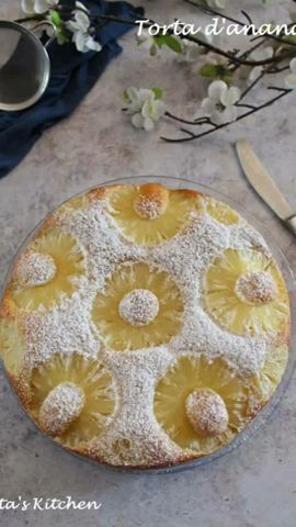 TORTA D'ANANAS 🍍facilissima- una ricetta in 1 minuto #torta #ananas #lacucinadirita