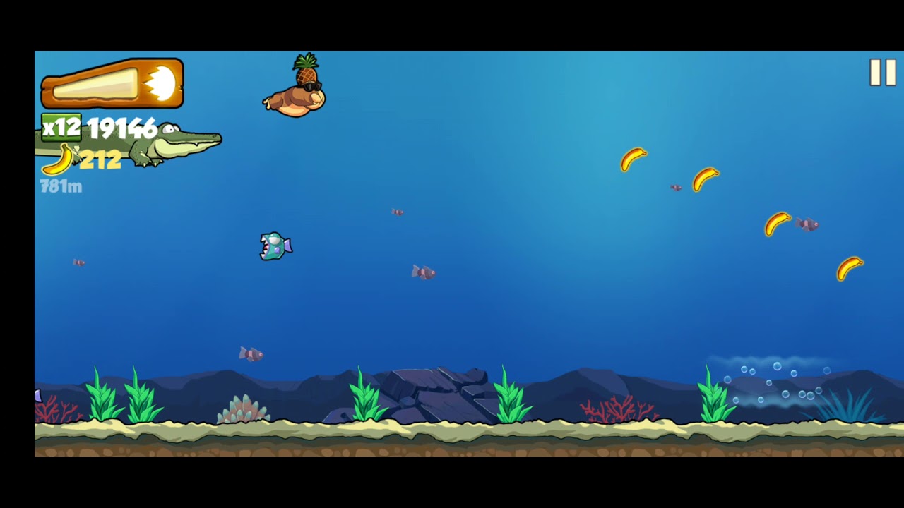 Banana Kong_In One Run_Collect 75 bananas underwater-Ride the Turtle 