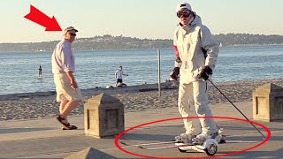 Best Skiing On The Beach PRANK!!! HOVER BOARD EDITION