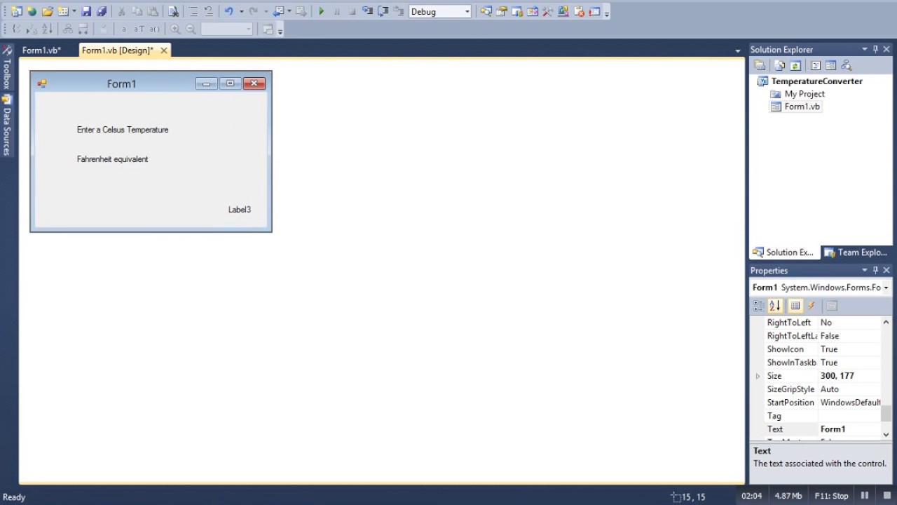 Fahrenheit To Celsius Temperature Converter Visual Basic Express 2010 You