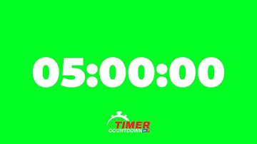 5 Hour Green Screen Timer | White Text Countdown with Alarm