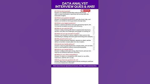 Data Analyst Interview Questions and Answers