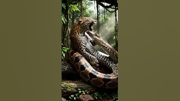 a leopard fights brutally with a giant python#shorts