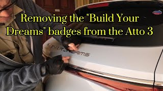 Removing the 'Build Your Dreams' badge from the Atto 3!
