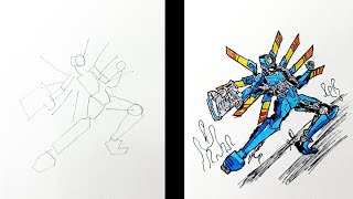 How to draw V1 Speed Drawing StickMan Tutorial Step-by-Steps Easy Drawing #anime #animedrawing #v1 
