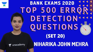 TOP 500 ERROR DETECTION QUESTIONS FOR ALL BANK EXAMS || WITH TIMER - SET 20 || Niharika John Mehra