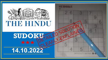 How to Solve 3 Star Hindu  Sudoku Oct 14,  2022 -  Step By Step Solution