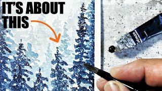 EASY & QUICK Watercolor Trees in the Mist #shorts