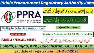 PPRA Latest Govt Jobs 2023