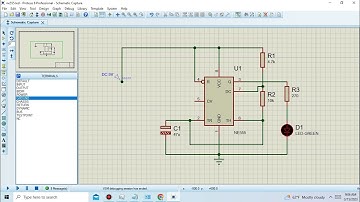 Make LED flashing circuit with IC NE555 by Proteus software