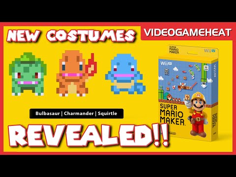Pokemon Red/Blue COSTUMES REACTION in Super Mario Maker: BULBASAUR, SQUIRTLE, CHARMANDER