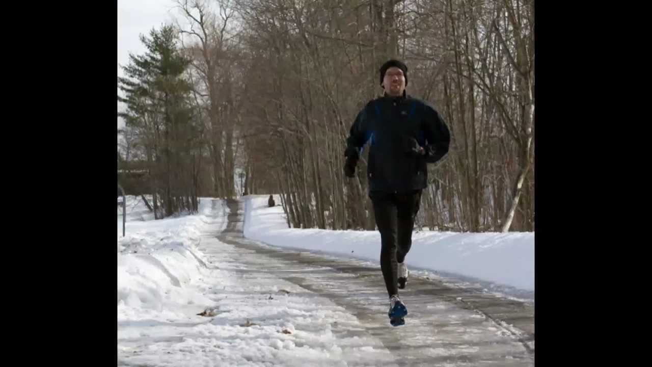 running in winter ice