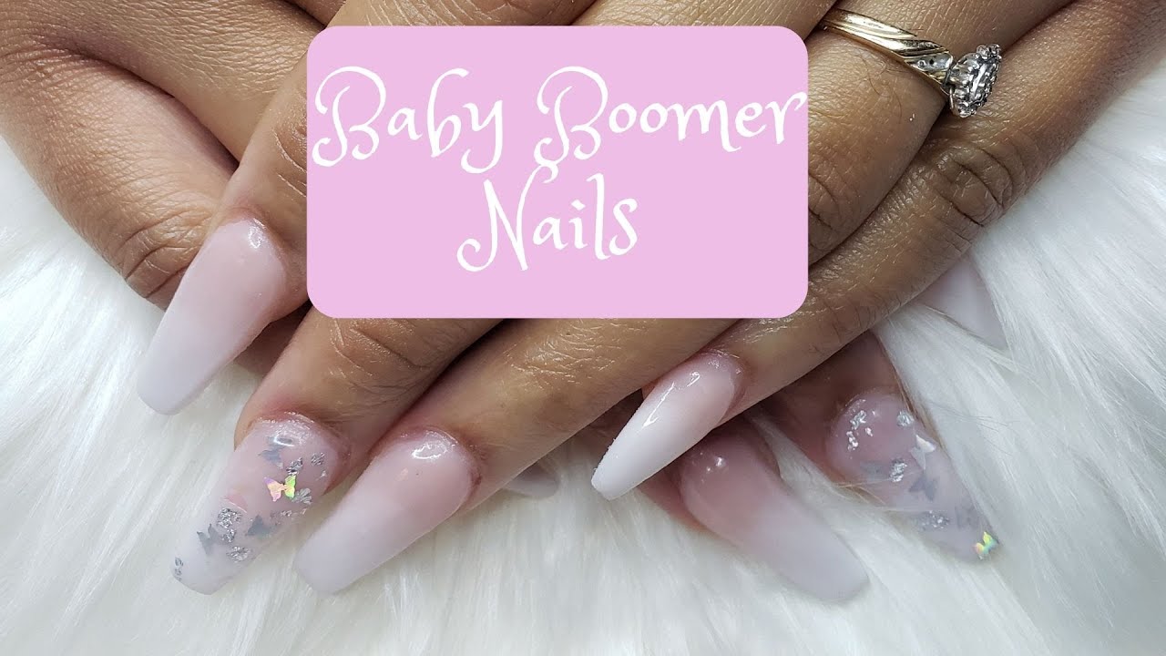 Baby Boomer Nails Pink And White Ombre Acrylic Nails Youtube