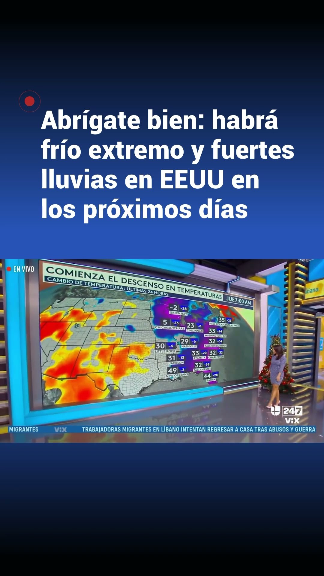 Se prevé un frío extremo y fuertes lluvias afectarán a EEUU en los próximos días
