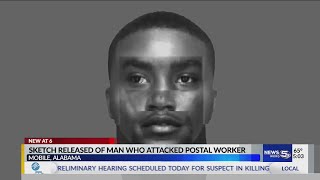Sketch released of man who attacked postal worker