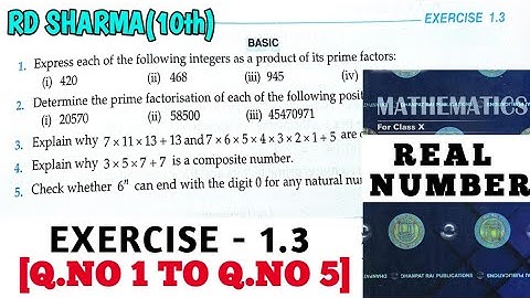 RD SHARMA CLASS 10 EXERCISE- 1.3 [Q.NO 1 TO 5] CHAPTER 1 REAL NUMBER SOLUTION/MATH FEAR/CBSE